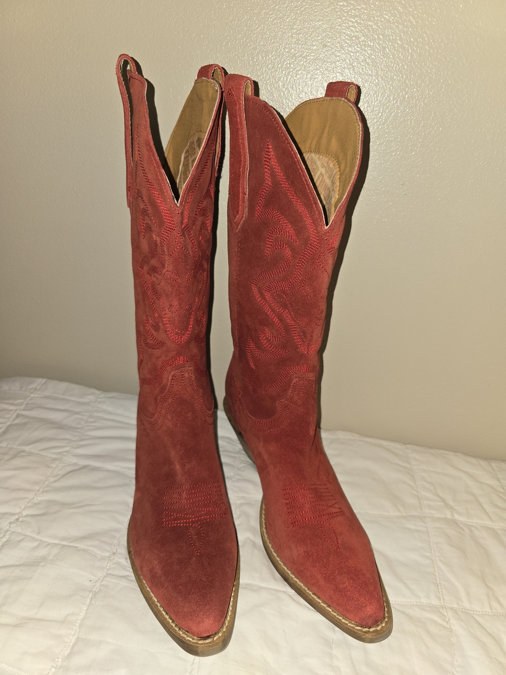 dingo Red Suede Western Stitch-Detail Boots - Picture 3 of 5